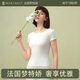 夢特嬌莫代爾棉打底衫女內(nèi)搭修身薄款短袖白色上衣洋氣款基礎(chǔ)打底衣夏季