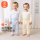 貝瑞加（Babyprints）嬰兒褲子2條裝男女寶寶純棉長(zhǎng)褲兒童護(hù)肚高腰褲家居褲 藍(lán)黃100