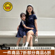 G.DUCKKIDS小黃鴨童裝親子裝一家三口母女裝兒童連衣裙夏季薄款全家服運(yùn)動(dòng)服 簡約字母套裝女款 100 尺碼2~3歲【90-100cm】cm