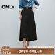ONLY2025春季新款設計感百搭純色開(kāi)衩中長(cháng)裙半身裙女|125116024 H1Z黑色 L
