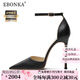 Ebonka2025年夏季新款一字帶黑色高跟鞋女細(xì)跟性感中空單鞋時(shí)尚包頭涼鞋 皮面黑色 6cm 36