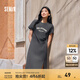 森馬（Semir）連衣裙女復(fù)古休閑中長裙簡約風(fēng)夏季小心機(jī)字母開叉T恤裙顯瘦 深灰20937 S