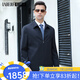 拉博夫高檔全羊毛夾克男商務(wù)休閑領(lǐng)導(dǎo)書記男茄克翻領(lǐng)行政干部薄款男外套 藏藍(lán)【100%稀缺羊毛】 52/180/XL