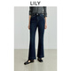 LILY2025秋新款女裝含萊賽爾復古修身窄版休閑通勤牛仔褲微喇褲 401藍色 XL