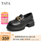 他她（TATA）高跟樂福鞋女厚底小皮鞋英倫風單鞋春GOK02AA4 黑色 38