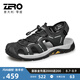 零度Zero涼鞋男2025夏季戶外休閑沙灘鞋舒適魔術(shù)貼可調(diào)節(jié)男士包頭拖鞋 283-黑色 【松緊帶】 42