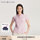 TOMMY HILFIGER【五?？邸肯募九b珠地網(wǎng)眼優(yōu)雅通勤純色條紋修身短袖T恤POLO 淡粉色8Z6 S (推薦：90-105斤)