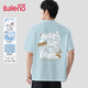 班尼路（Baleno）短袖美式涂鴉風(fēng)字母印花純棉T恤男夏季柔軟親膚吸濕透氣圓領(lǐng)半袖 雙面印花-淺藍(lán)#JPB涂鴉字膠帶 2XL