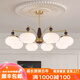 頓家中古奶油風(fēng)客廳吊燈胡桃木色美式復(fù)古創(chuàng)意實(shí)木柿子玻璃餐廳臥室燈 白色燈罩-8頭直徑90cm-三色變光