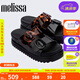 Melissa梅麗莎25新品COZY女小可厚底拖鞋雙根帶休閑外穿拖鞋36158 黑色/玳瑁色 37
