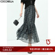 COCOBELLA氣質(zhì)飄逸大擺抽褶碎花半身裙女夏田園A字長裙HS117 碎花 L
