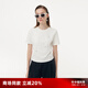 歌莉婭女裝t恤修身正肩純色圓領(lǐng)短袖西裝內(nèi)搭出游穿搭顯瘦上衣1E3J0B140 05W米白 M