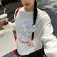 繪詩慧長袖t恤女夏季薄款打底衫內(nèi)搭可外穿防曬罩衫慵懶寬松顯瘦上衣 字母百合防曬罩衫 【白色】 L 【建議110-125斤】
