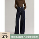 ELLE法式復(fù)古高腰水洗牛仔褲女2024冬季新款口袋工裝風(fēng)休閑褲子 深藍(lán) L