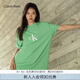 Calvin KleinJeans夏季男女情侶中性字母休閑ck純棉落肩袖寬松短袖T恤ZM02799 L1C-薄荷綠 M