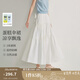 茵曼（INMAN）章若楠同款|茵曼原紗防曬UPF100+抽褶半身裙女2025年夏季新款傘裙 云朵白 M