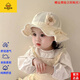 G.DUCKKIDS品牌正品花邊帽子寶寶漁夫帽薄款韓版公主嬰兒盆帽女童可愛(ài)兒童遮 米色-大花純色漁夫帽 7-24個(gè)月