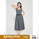 獨(dú)束獨(dú)束微胖大碼女裝氣質(zhì)顯瘦通勤假兩件高腰背心裙連衣裙24DY82844 星河灰 L (尺碼：2)