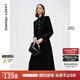 朗姿2025年秋季新款黑色長(cháng)裙高級感氣質(zhì)法式設計感收腰襯衫連衣裙 黑色2 L