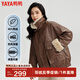 鴨鴨（YAYA）短款羽絨服女2024秋冬新品拼接羊羔毛領(lǐng)時(shí)尚休閑夾克美拉德外套KL 咖色 160/84A(M)