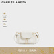 CHARLES&KEITH25秋新品油蠟皮菱格腋下雙肩包機車(chē)包生日禮物CK2-60782702 Cream奶白色 S
