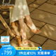 73Hours小桃同款女鞋馬德里漫步2025夏季新品方頭純色細(xì)跟一字拖