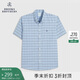 布克兄弟（BrooksBrothers）男士春夏新款牛津紡刺繡logo短袖襯衫
