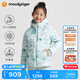 moodytiger女童羽絨服秋冬款防風防寒兒童外套印花修身三防保暖運動鵝絨服 晶璨藍 160cm