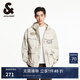 杰克·瓊斯（JACK&JONES）25年男裝戶外工裝風外套男春秋款寬松滿印連帽休閑夾克男士多口袋 C63卡其色 M