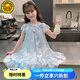 G.DUCKKIDS小黃鴨童裝女童裙子夏季薄款兒童夏裝洋氣雪紡公主裙海邊度假裙女 藍(lán)色 140 建議130-140cm9-10歲
