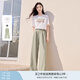 香影【黑科技涼感】綠色闊腿褲子女高腰2025夏裝新款松弛感拖地褲 套裝3 白色T恤+果綠褲子套裝 M 160/84A/95-110斤