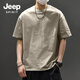 JEEP SPIRIT吉普純棉男士短袖t恤夏季山系復(fù)古休閑男款半袖220G重磅寬松體恤