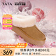 他她（TATA）牛奶面包雪地靴女靴子冬季加絨厚底棉鞋保暖新款WDX17DM3 土黃/米白（半絨半毛） 36