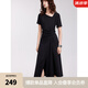 ELLE復(fù)古高級(jí)感收腰顯瘦開叉連衣裙女2025夏季新款小眾赫本風(fēng)黑裙 黑色 L
