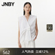 JNBY/江南布衣25夏新品襯衫女棉質立體捏褶無袖V領寬松5P5214080 101/漂白 M
