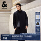 杰克·瓊斯（JACK&JONES）25年男裝秋季中長(zhǎng)款風(fēng)衣外套男士寬松雙排扣大衣商務(wù)休閑靜奢風(fēng)衣 E40黑色 寬松版 卡碼拍小 M （175）