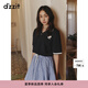 DZZIT地素連衣裙2025夏季新款復(fù)古深藍(lán)格子拼接小翻領(lǐng)短裙女3J2O4383T 深藍(lán)色（半身裙） S