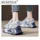 SUSTYLE奢侈高端品牌高檔老爹鞋女款2025秋冬款款厚底透氣休閑運動(dòng)鞋女鞋 灰色 36