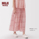 無印良品（MUJI）女式雕版印染抽褶輕便長裙長半身裙夏季款裙子純棉女裝25年 橙色圖案 M (160/66A)
