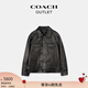 蔻馳（COACH）【七夕禮物】奧萊男士男裝皮革TRUCKER夾克外套 黑色 L