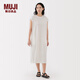 無(wú)印良品（MUJI）女式 雙股天竺編織法國(guó)袖連衣裙 女裝裙子連身裙長(zhǎng)裙夏季BB2S4A5S 白色 S （155/80A）