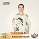 LESS【精工系列】中袖桑蠶真絲印花上衣寬松圓領(lǐng)襯衫女2N7212640 973/米黑雙色 S