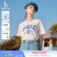 哈吉斯（HAZZYS）女裝 2025夏季新款女士【PHIZ系列】印花寬松短款圓領(lǐng)T恤女 米黃色OW M (160/84A 38)