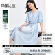 尚都比拉設(shè)計(jì)感氣質(zhì)連衣裙女夏季顯瘦襯衫裙鏤空刺繡中長裙 天藍(lán)色  L 