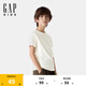 Gap男女童2025春季新款純棉小熊刺繡短袖T恤百搭兒童裝上衣756113 奶白色 160 cm(14-15歲) 亞洲尺碼