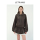 LETRANS元一  流浪舞者 復古植鞣綿羊皮翻領(lǐng)系帶收腰款皮衣外套女 深棕色 M