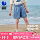 迷你巴拉女童短褲夏季寶寶花苞褲柔軟牛仔輕薄透氣褲子