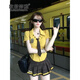 歐若婷雅新品連衣裙學(xué)院風(fēng)jk制服套裝女短袖襯衫半身裙子夏季2025新款衣服 黃色襯衫+格子半身裙 L
