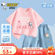 史努比（SNOOPY）童裝夏裝兒童短袖套裝男女童T恤牛仔短褲 粉紅字母+淺藍(lán)鈴鐺 120