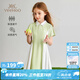 英氏（YEEHOO）女童連衣裙兒童裙子夏裝運(yùn)動(dòng)透氣中大童裝衣服百搭吸濕速干短袖裙 自在呼吸-寶石綠 【涼感速干】 160 cm 【順豐包郵&極速達(dá)】